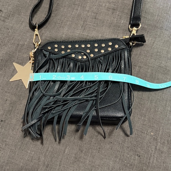 Justice Handbags - Black Fringe Studded Women's Bag